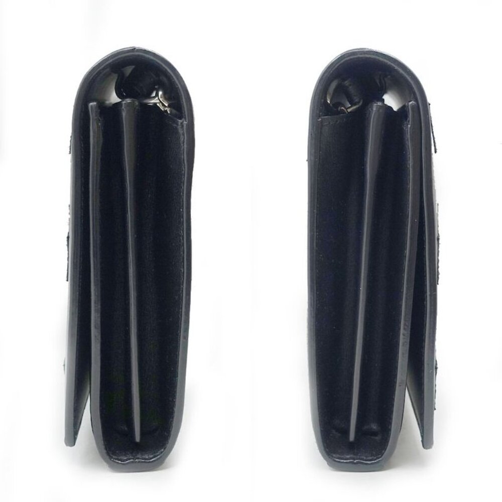 Saint Laurent Chain Wallet Leather Black Star Pattern Silver Hardware - Picture 3 of 9